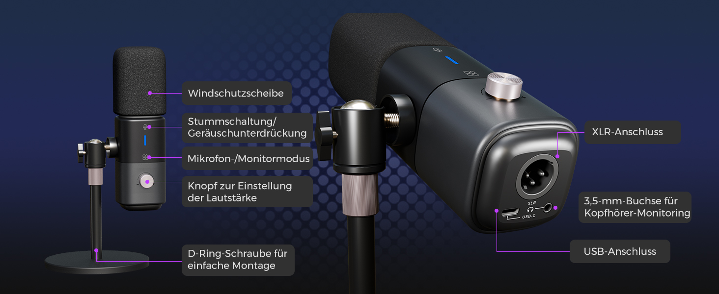 Динамічний мікрофон NearStream USB/XLR для ПК, геймінгу та стрімінгу з регулюванням гучності, кнопкою Mute, ізоляцією голосу, сумісний з MAC, PS4, PS5, мікшером (AM10X/AM15X)