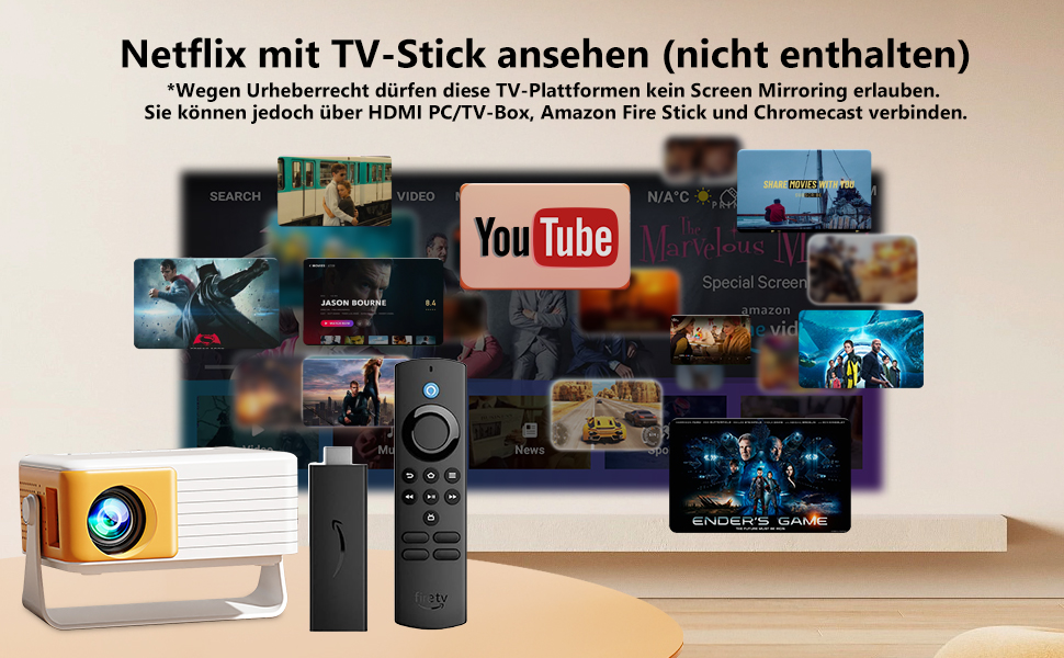 Міні проектор YOTON Y3 1080P: портативний, для домашнього кінотеатру, HDMI/USB/Phone/PS5, жовтий