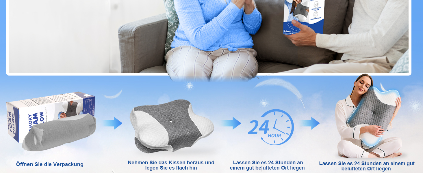 Ортопедична подушка для шиї VJASD з піною з пам'яті - ергономічна подушка для голови проти болю в шиї, регульована по висоті для тих, хто спить на боці з дихаючим чохлом для спокійного сну, білий