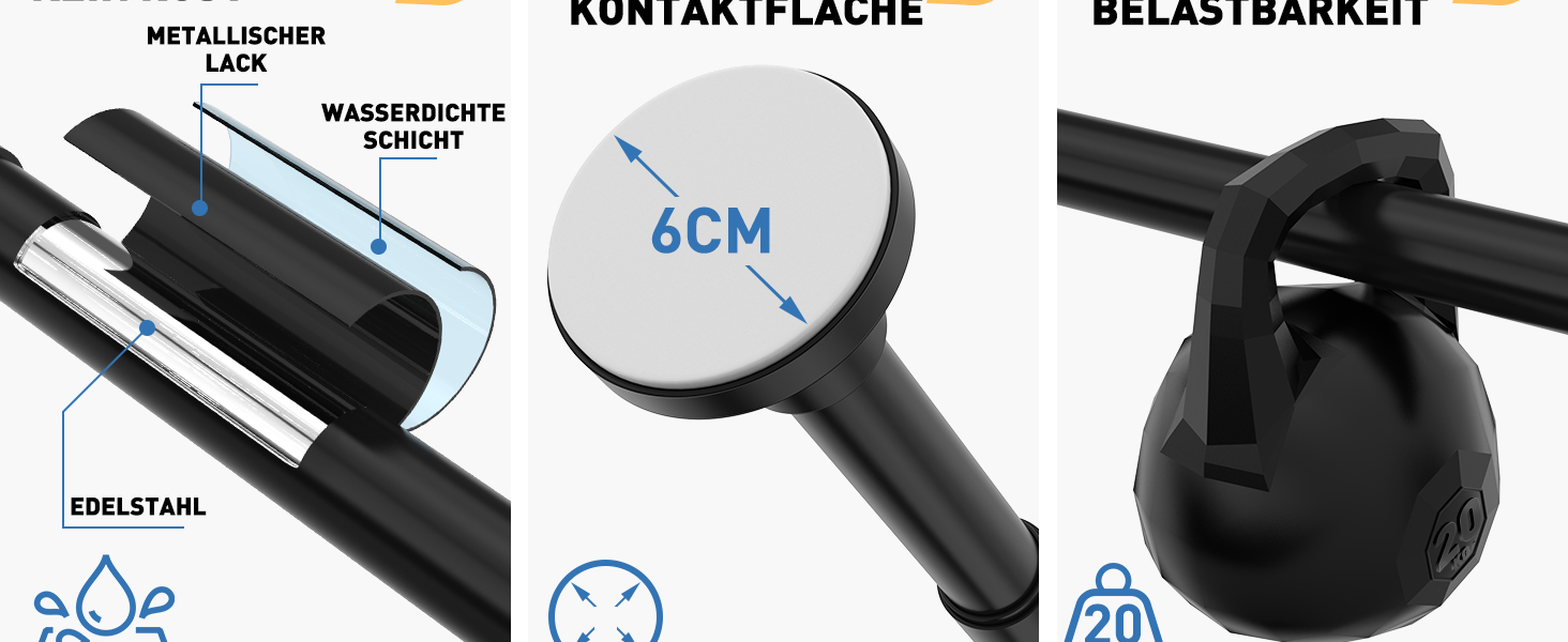 Штанга для штор без свердління, 48-119.4 см, телескопічна, кріпиться без свердління, чорна. Підходить для душу та штор. 1 шт.