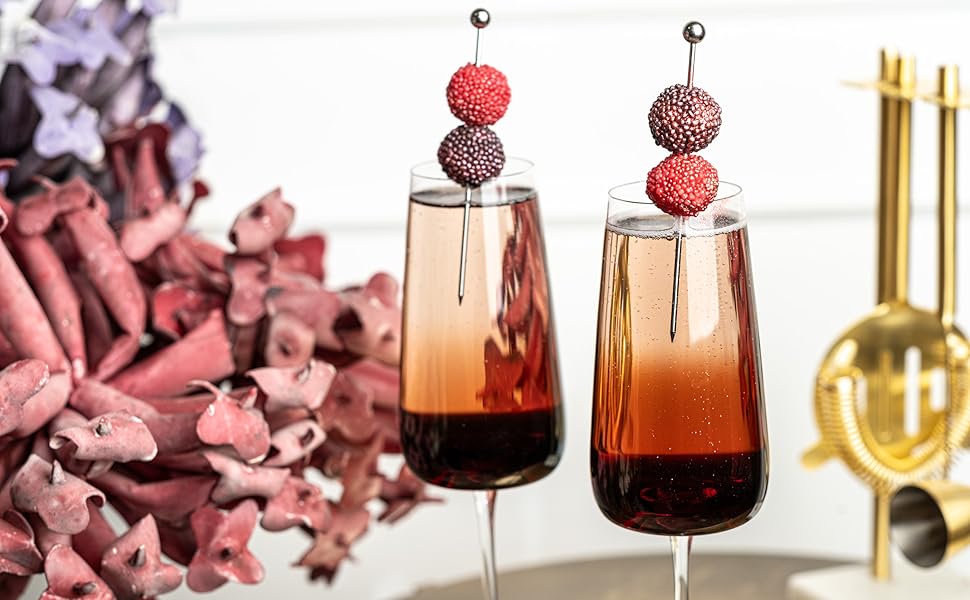 Набір келихів для шампанського та просекко GLASSIQUE CADEAU (2 шт.) | Келихи-флейти з довгим ніжкою для Мімози, Белліні, Гуго, шампанського | Елегантний дизайн