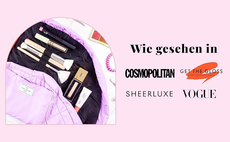 Косметичка-органайзер з шнурком The Flat Lay Co для подорожей, з тримачем для пензлів і кишенею на блискавці, класичний чорний колір