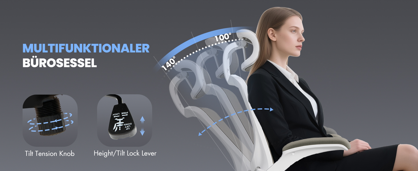 Офісне крісло Colamy Ergonomic з регульованою підголівником та поперековою підтримкою, Khaki