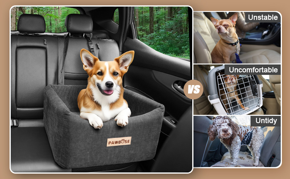 Автокрісло для собак, середнього розміру, до 15 кг, з ременем безпеки, знімний та миючий, сірий