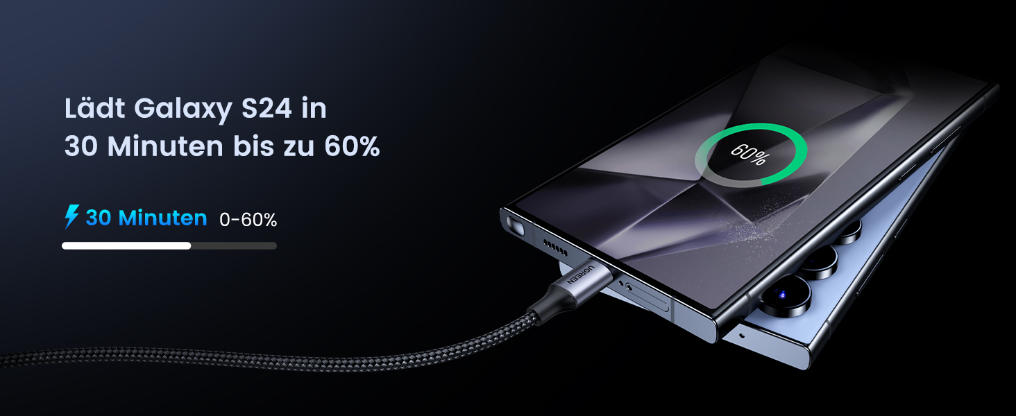 Кабель USB-C на USB-C UGREEN 60W PD 3.0, 1.0 м (1 м), сумісний з iPhone, Galaxy, MacBook, iPad, Pixel