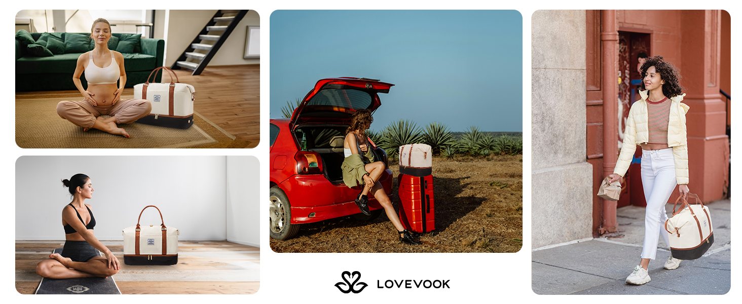 Дорожня сумка LOVEVOOK для жінок з відділенням для взуття, спортивна, велика, ручна поклажа для літака Ryanair/Easyjet, для подорожей, спортзалу, пологового будинку, лікарні