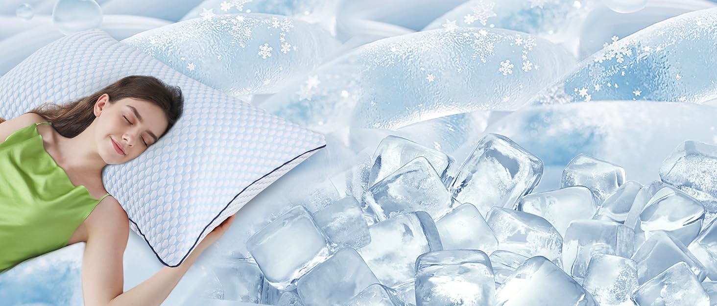 Подушка з піни Memory Foam для сну: охолоджуюча, ергономічна для бокових, спинних та тих, хто спить на животі (40x80 см, блакитно-сіра)