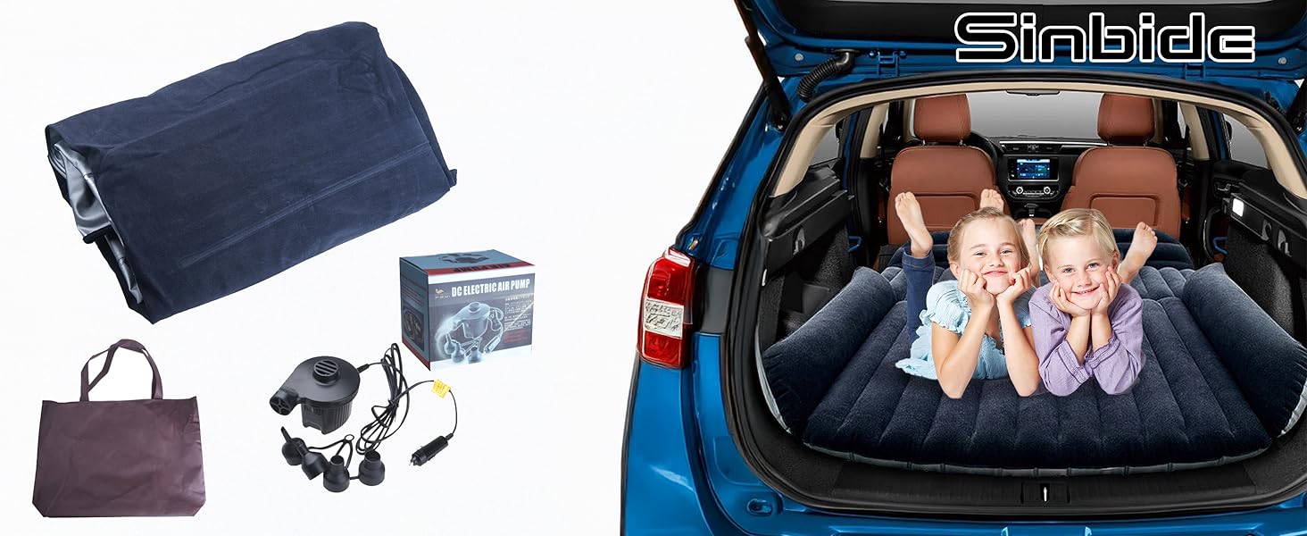 Надувний матрац для авто SUV з насосом (чорний) - зручний для кемпінгу та подорожей