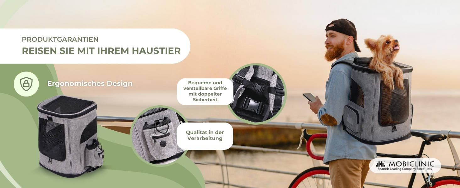 Рюкзак для котів та собак Mobiclinic® Pets Thor, сучасний, складний, з сітчастими вікнами, аксесуарами, подвійними ручками, регульований, 30x25x40 см