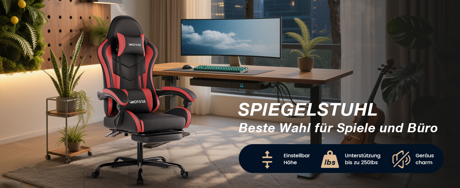 Геймерське крісло Ergonormic з підставкою для ніг та підтримкою попереку, чорно-червоне