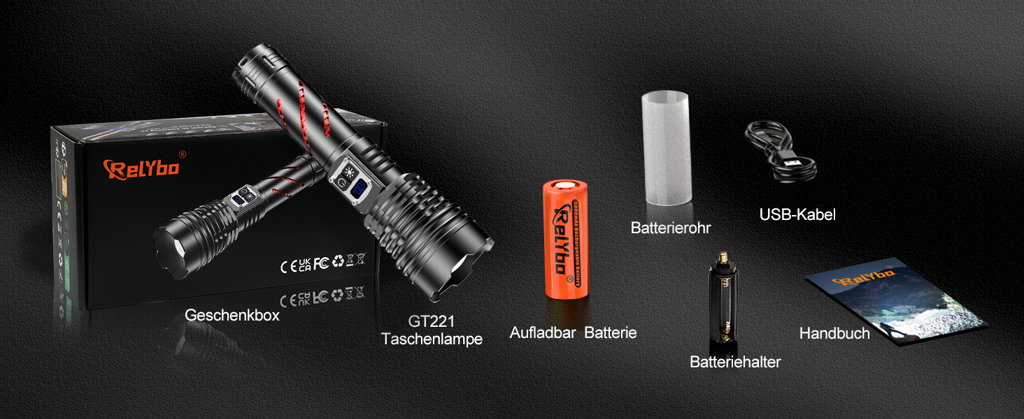 Ліхтар LED акумуляторний 1000000 люменів, тактичний ліхтар, 2 режими, регулювання яскравості, USB, для кемпінгу та надзвичайних ситуацій, чорний