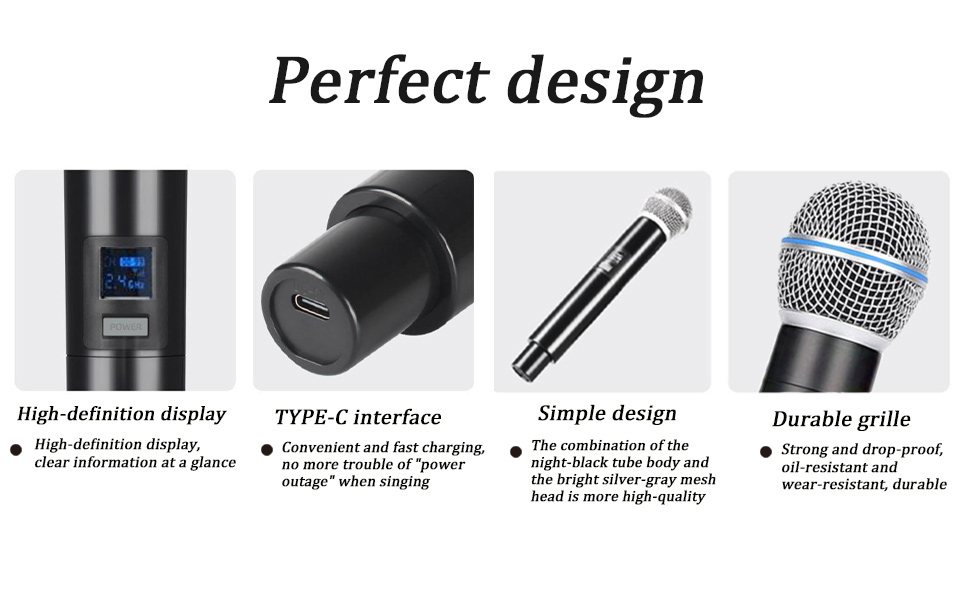 Бездротовий мікрофон Handheld з металу, система з акумуляторним приймачем, для караоке, співу, вечірок, весіль, DJ, промов, 60 м, HDMIC-5802