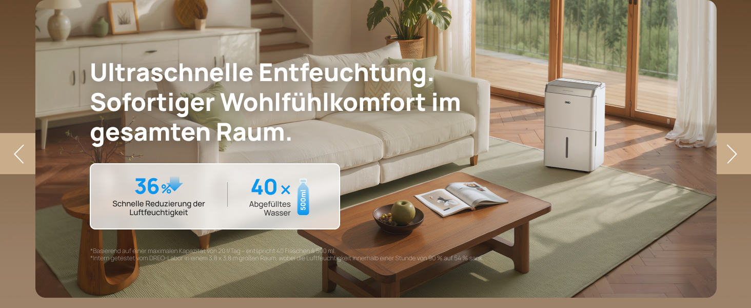 Dreo Електричний осушувач повітря 20л/24г - для приміщень 37 м², енергозберігаючий, тихий, з керуванням через App & Alexa, 3 режими, таймер, регулювання вологості, з відводом води, для спальні та ванної кімнати, білий