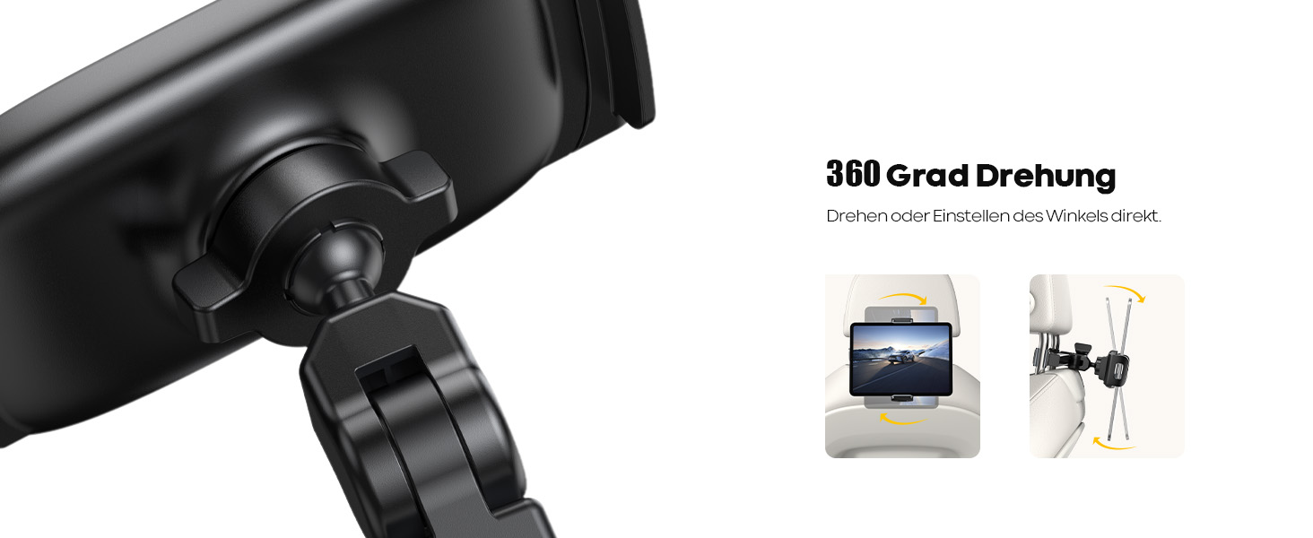 Тримач для планшету Lamicall у машину - універсальний, для iPad, Switch, Samsung Tab, смартфонів (4.7-11 дюймів), чорний