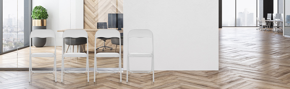 Складний офісний стілець hjh OFFICE 803002 TUDELA, білий, м'який, PVC, до 130 кг