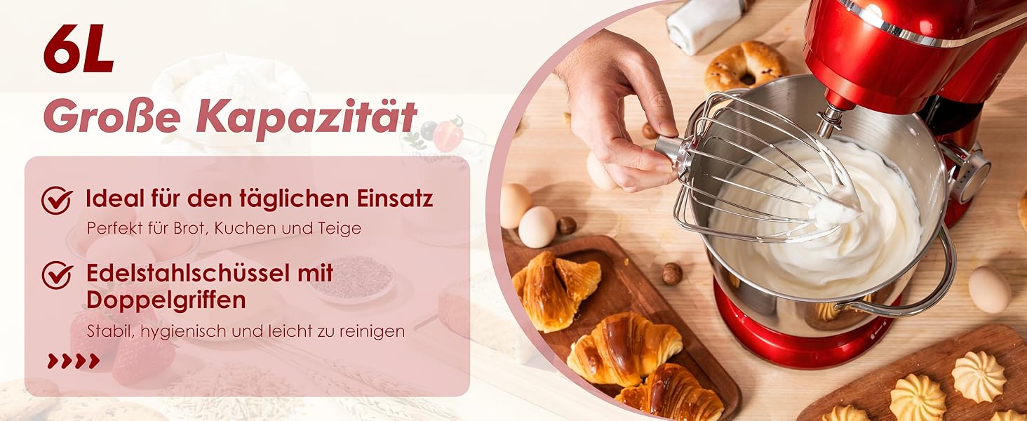 Кухонний комбайн Kitchen in the box, планетарний міксер з чашами 4,5 л та 5 л, 1300 Вт, 10+ швидкостей, набір насадок (крюк, вінчик, міксер)