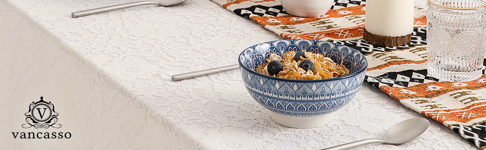 Сервіз столовий порцеляновий Vancasso MANDALA 32 елементи, 8 персон, ручна робота, богемський стиль, бірюзовий мандала