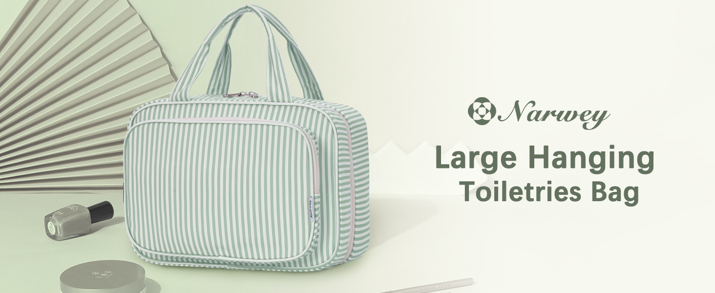 Набір для гігієни Narwey для дівчаток: велика косметичка/валіза для душу з сіткою, зелено-блакитна, L