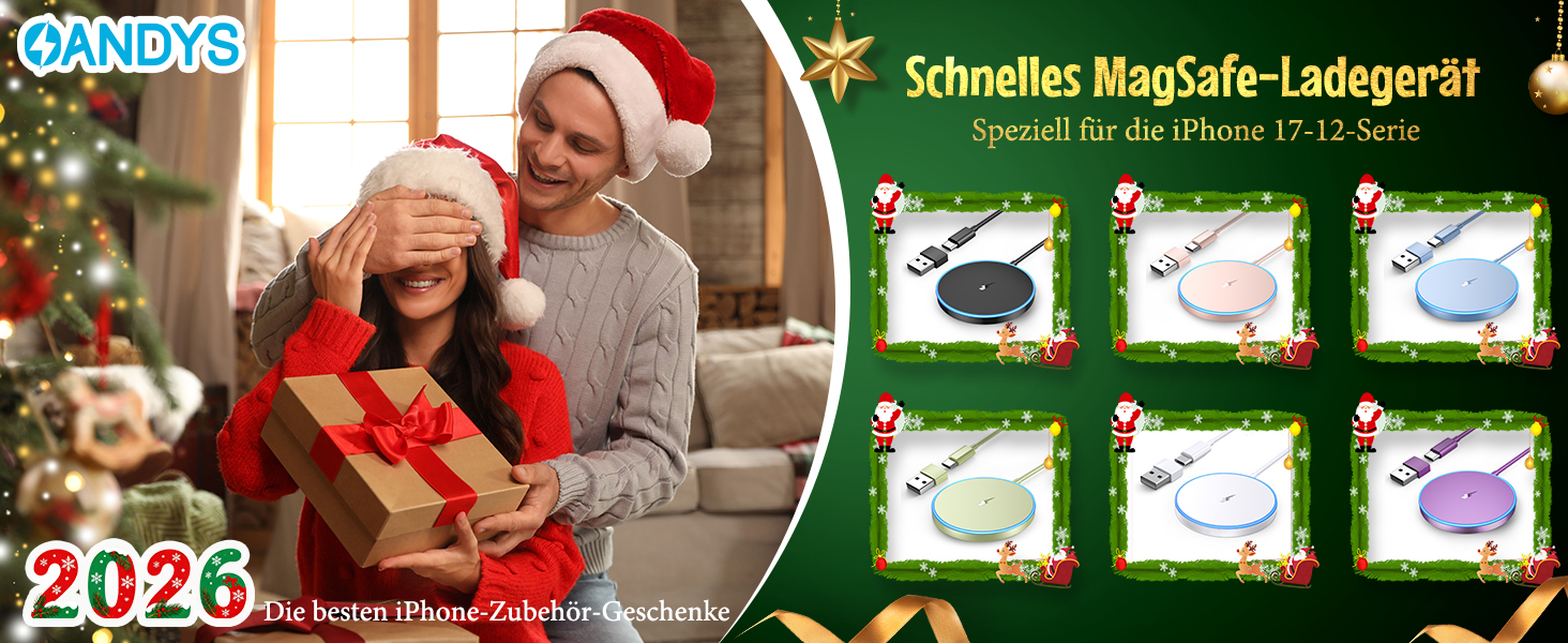 Бездротовий зарядний пристрій для iPhone, AirPods: LED-зарядка з двома портами (фіолетовий)