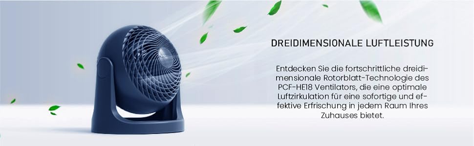 Вентилятор Iris Ohyama Woozoo, 33 м², тихий, настільний, з регулюванням кута, блакитний, Made in Europe