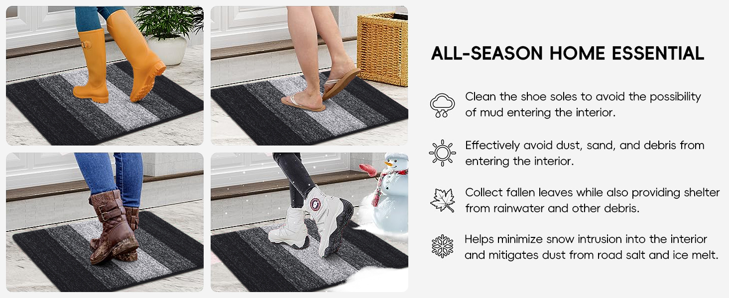 Килимок для дому Homaxy, чорний, 43x76 см, антиковзаюча, для собак, вхідні двері, машинне прання