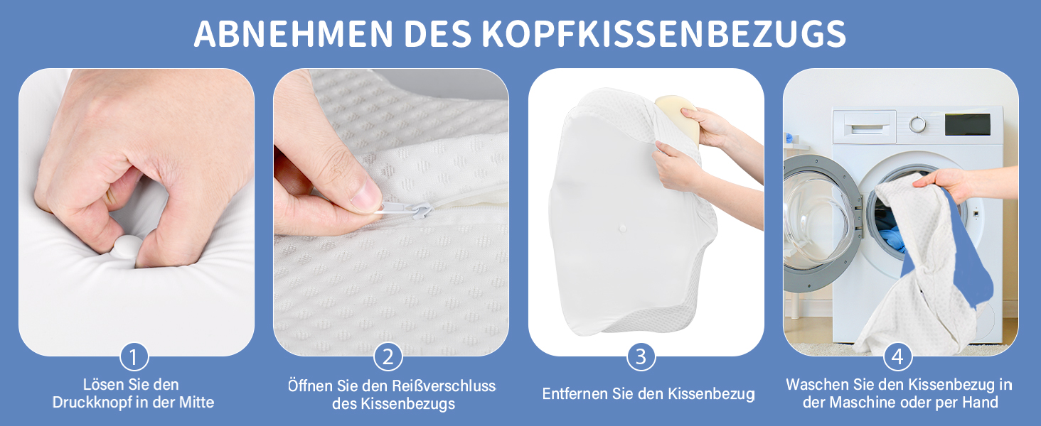 Подушка для шиї Ehomfory з Memory Foam, ергономічна подушка для сну на боці, спині та животі, 62x41x9/12 см, сіро-білий (блакитний)