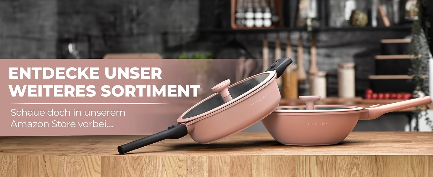 Набір сковорідок TraumLeben Neu 2 шт. 24/28 см з знімними ручками, антипригарне покриття, без PFOA, для індукції, сумісний з духовкою | сковорода, універсальна сковорода (сірий)