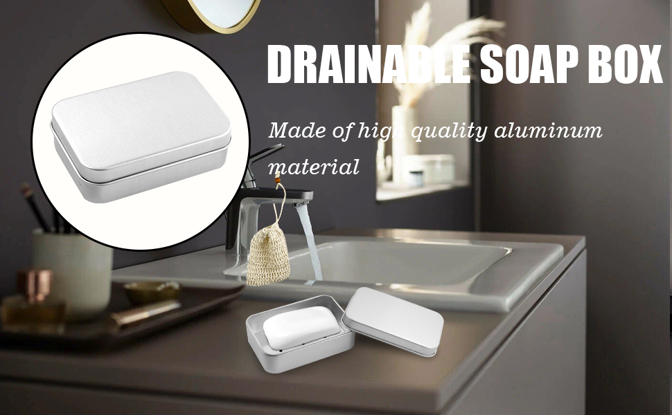 Алюмінієва мильниця з кришкою, підставка для мила та мішечок для мила з сизалю, нержавіюча сталь, для подорожей, підходить для твердого мила