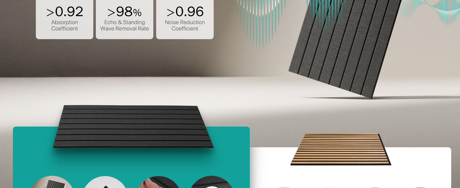 Акустичні панелі Soundsbay самоклейні для звукоізоляції та декору стін, 120×60×0.9 см, чорні (3 шт, 2.16 м²)