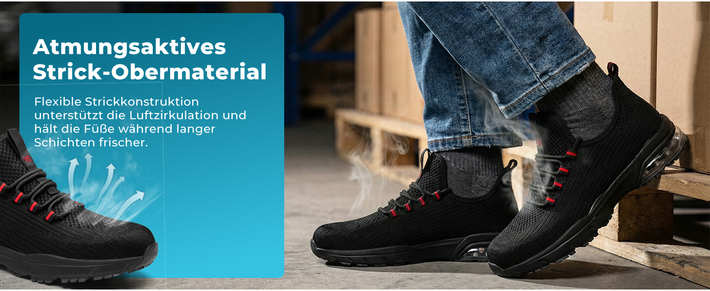 Захисні черевики SPIEZ для чоловіків та жінок, легкі робочі черевики з композитною захисною шапкою, неслизькі з повітряною подушкою для комфорту, чорно-червоні, розміри EU 36–46