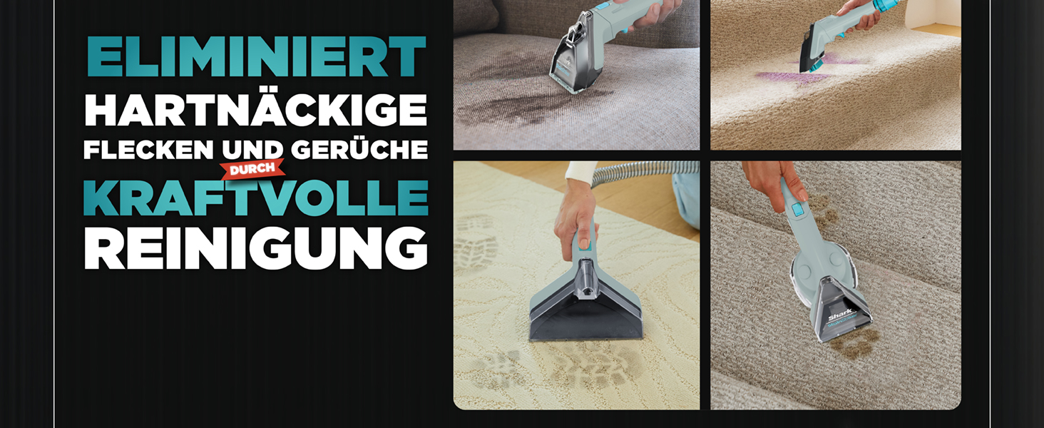 Shark Бездротовий видальник плям, портативний пилосос для прання та видалення запахів, HX100EUCP (2 засоби для чищення StainStriker)