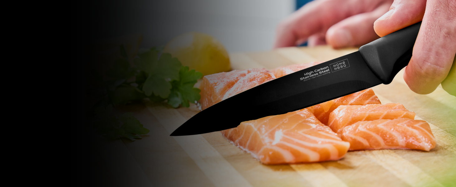 Home Hero Professional Stainless Steel Kitchen Knife Set - 11 Piece with Sheath - Black