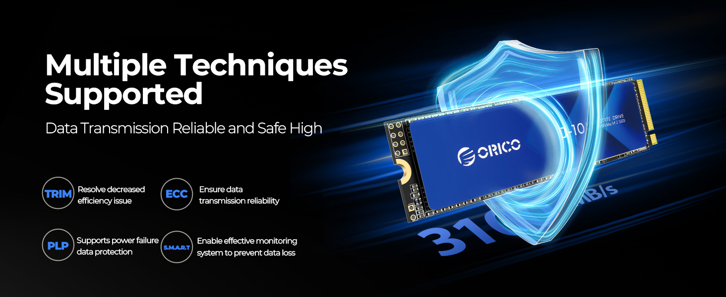 SSD Orico 1TB NVMe M.2 PCIe Gen3.0x4 - 3100 MB/s з кулером для ПК та відеомонтажу (J10)