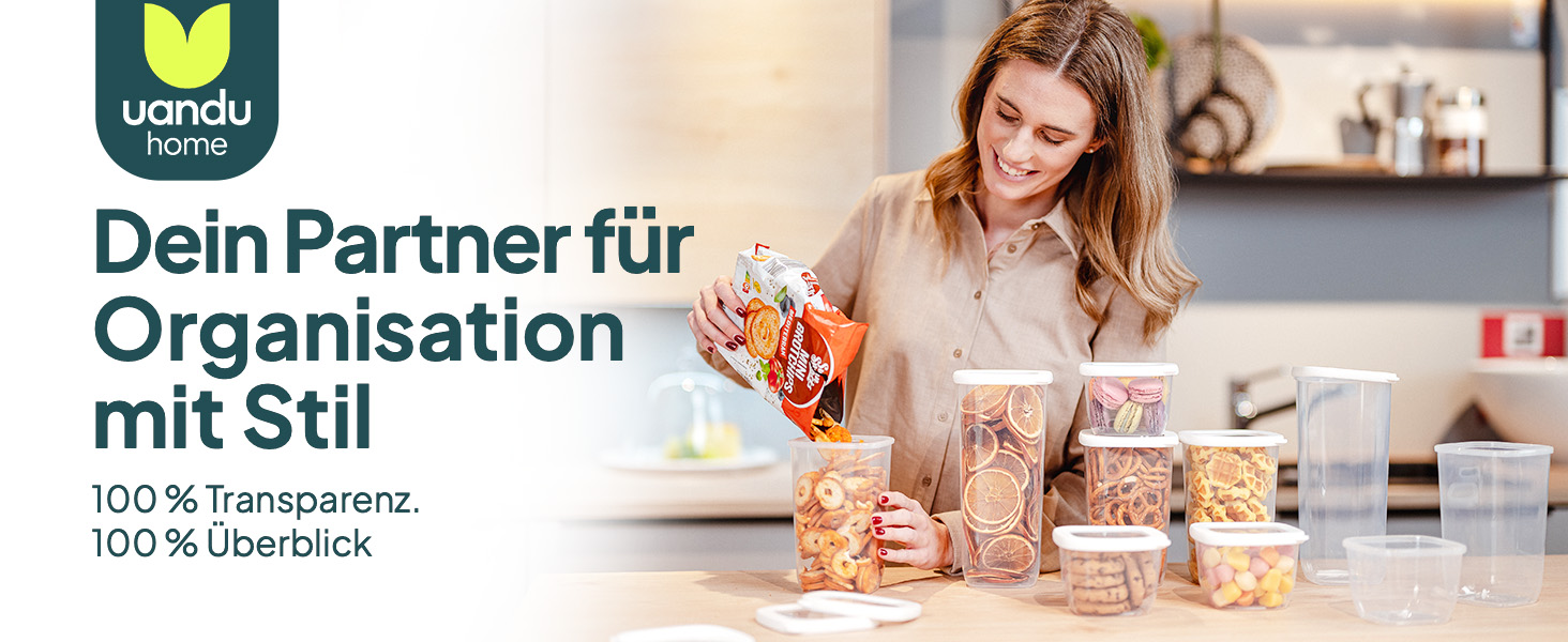 Контейнери для зберігання Uandu з кришкою, герметичні - набір 12 шт. | Організація кухні, зберігання продуктів | Без BPA | Кухонні контейнери для сухих продуктів (18 Mix-сірий)