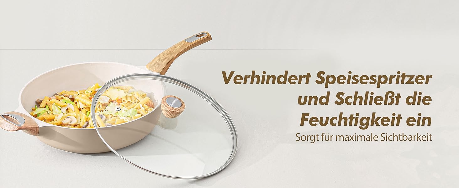 Сковорода SENSARTE з антипригарним покриттям, 30 см, кераміка, гранітне покриття, для плити та індукції, без PFOA/PTFE/PFAS