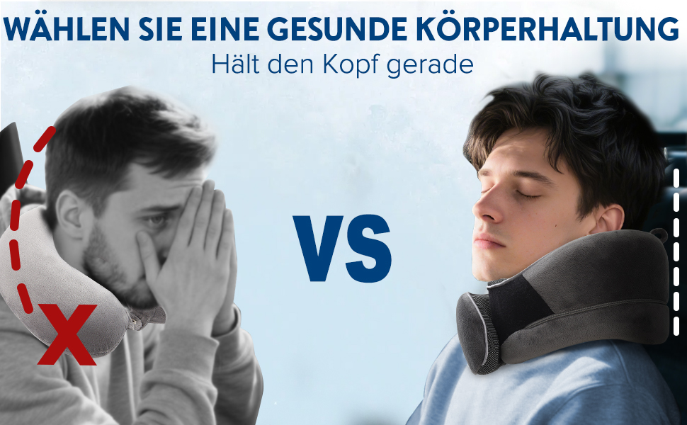 Подушка для шиї у літак, Memory Foam, для дорослих, ергономічна підтримка шиї з 3D-маскою для сну, навушниками, сумкою - ідеальна для літака, авто, дому, офісу, подушка для сну (Сірий)