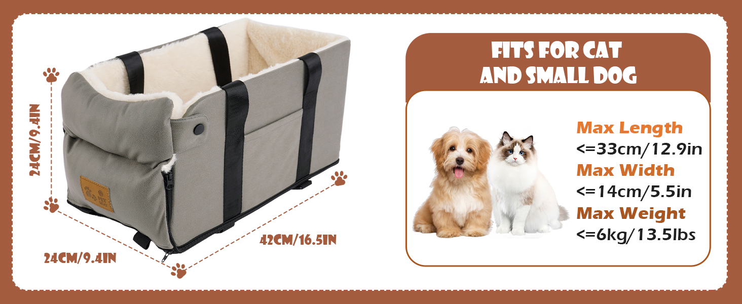 Автокрісло для собак та котів з консоллю: знімне, миється, підходить для подорожей (до 6.1 кг)