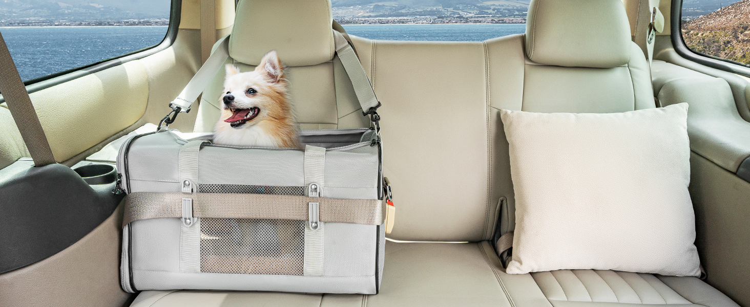 Транспортний бокс для котів та собак Petsfit - сірий, L+: 48,5x31x31 см, з м'яким килимком