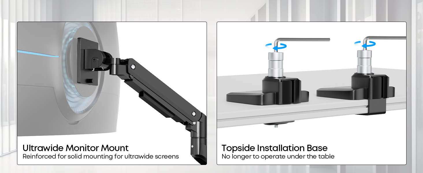 Кріплення для монітора - підставка для 1 монітора, 17-49 дюймів, плоский/вигнутий екран, чорний, газ-амортизатор, регулювання висоти, VESA 75x75/100x100, 2-20 кг
