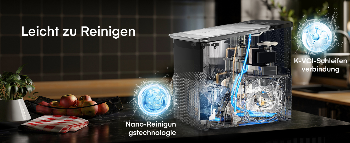 Машина для приготування льоду FOHERE, 14 кг/24 год, 9 кубиків за 5 хвилин, самоочисна, з лопаткою та кошиком, 2 розміри кубиків, для дому/офісу/бару/RV