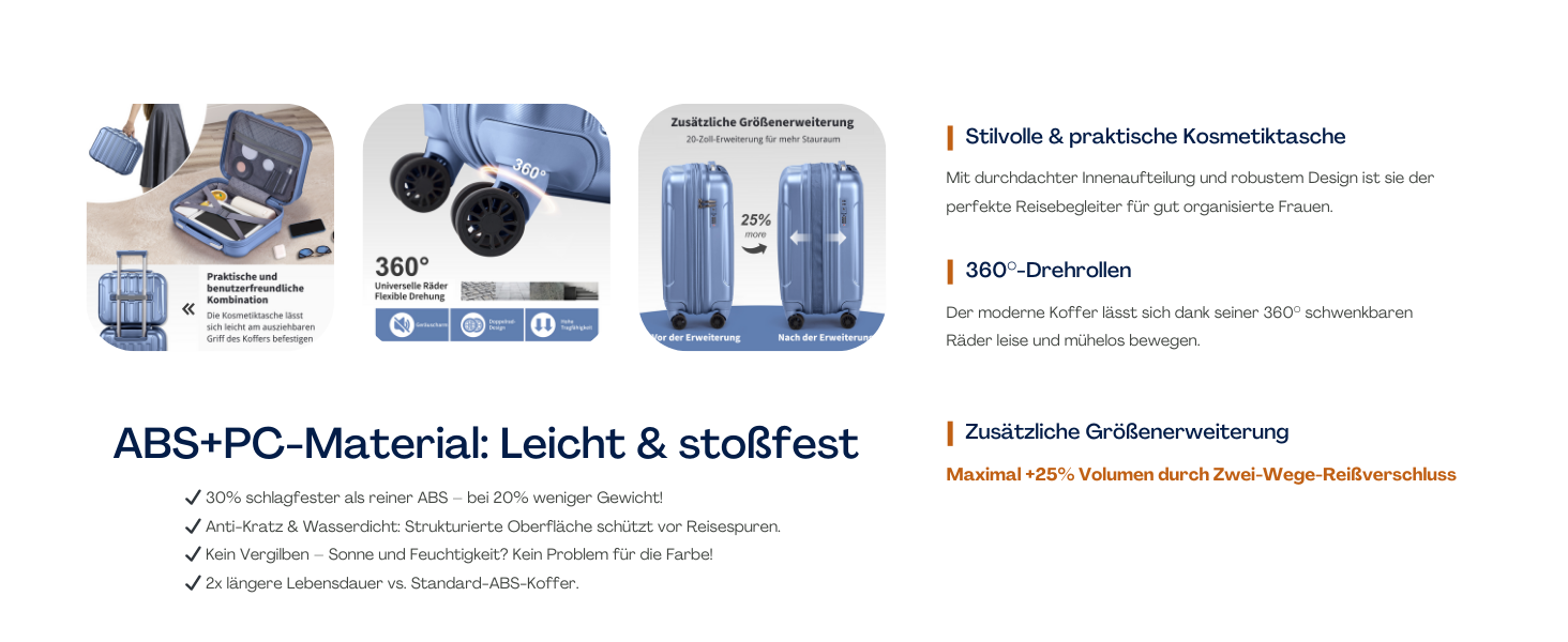 Набір валіз LEADZM 3 шт. з колесами, великий, жорсткий, з ABS+PC, телескопічна ручка, ручна поклажа (М'ятно-зелений)