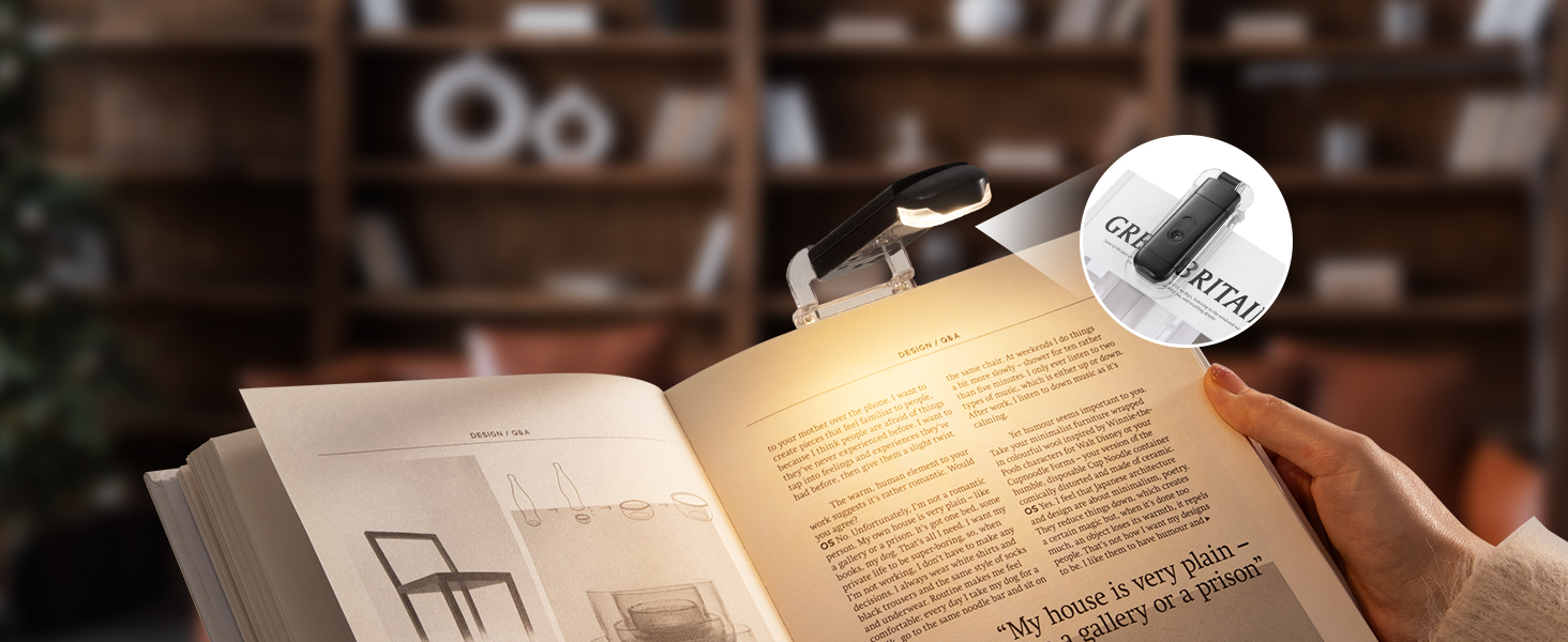 LED лампа для читання DEWENWILS з кріпленням, перезарядна, з блокуванням синього світла, 4 рівні яскравості, чорна. Ідеально для читання в ліжку, подарунок для дітей та книголюбів.