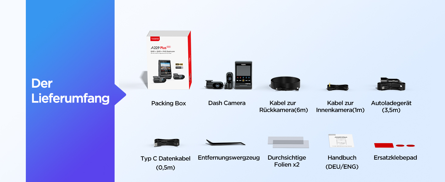 Відеореєстратор VIOFO A229 Plus 2K+2K+1080P, 3 камери, STARVIS, HDR, GPS, Wi-Fi 5GHz, нічна зйомка 2.0, голосове управління