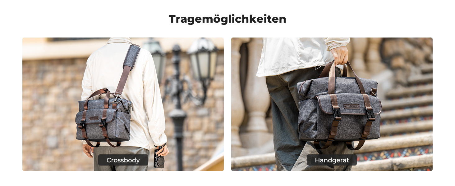 Сумка для камери K&F Concept, фотосумка для DSLR/SLR, сумка для фотографа з відділеннями для об'єктивів та аксесуарів, сіра