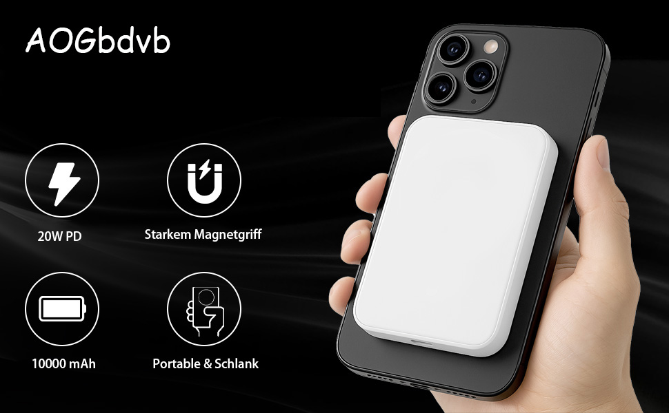 Магнітний бездротовий Power Bank 10000mAh 20W з швидкою зарядкою для iPhone 17/16/15/14/13/12 Pro Max, зовнішній акумулятор (XX-Large)