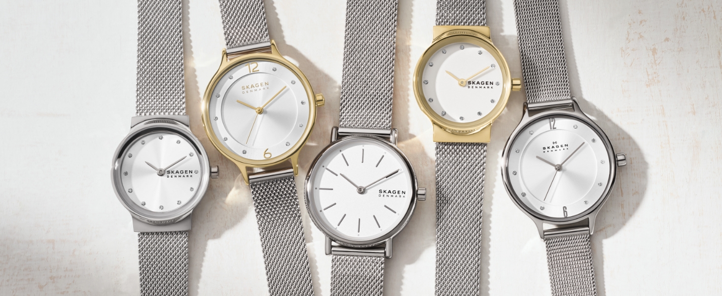 Жіночий кварцовий годинник Skagen Freja Lille 26 мм, сріблястий з золотистими елементами, сталевий або шкіряний ремінець