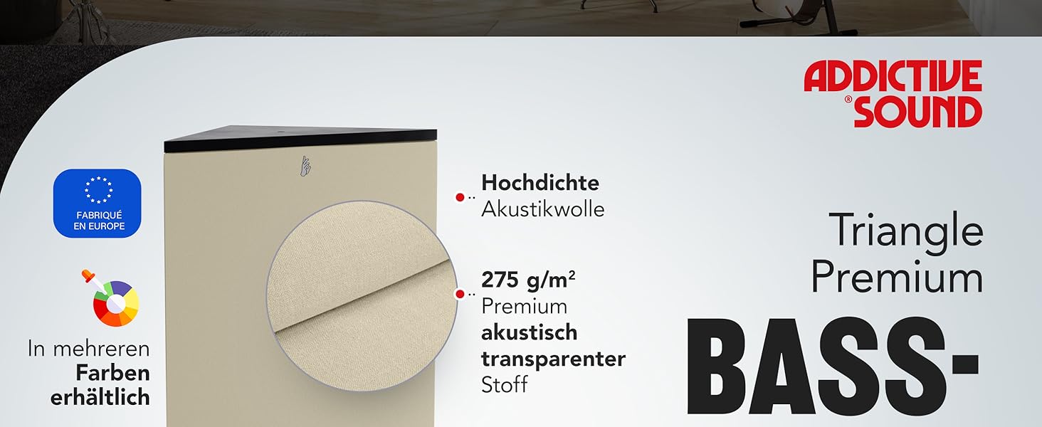 Кутова басова пастка Addictive Sound Bassfalle Ecke Premium, акустична панель для поглинання низьких частот (80-2000 Гц), антрацит, 100 см