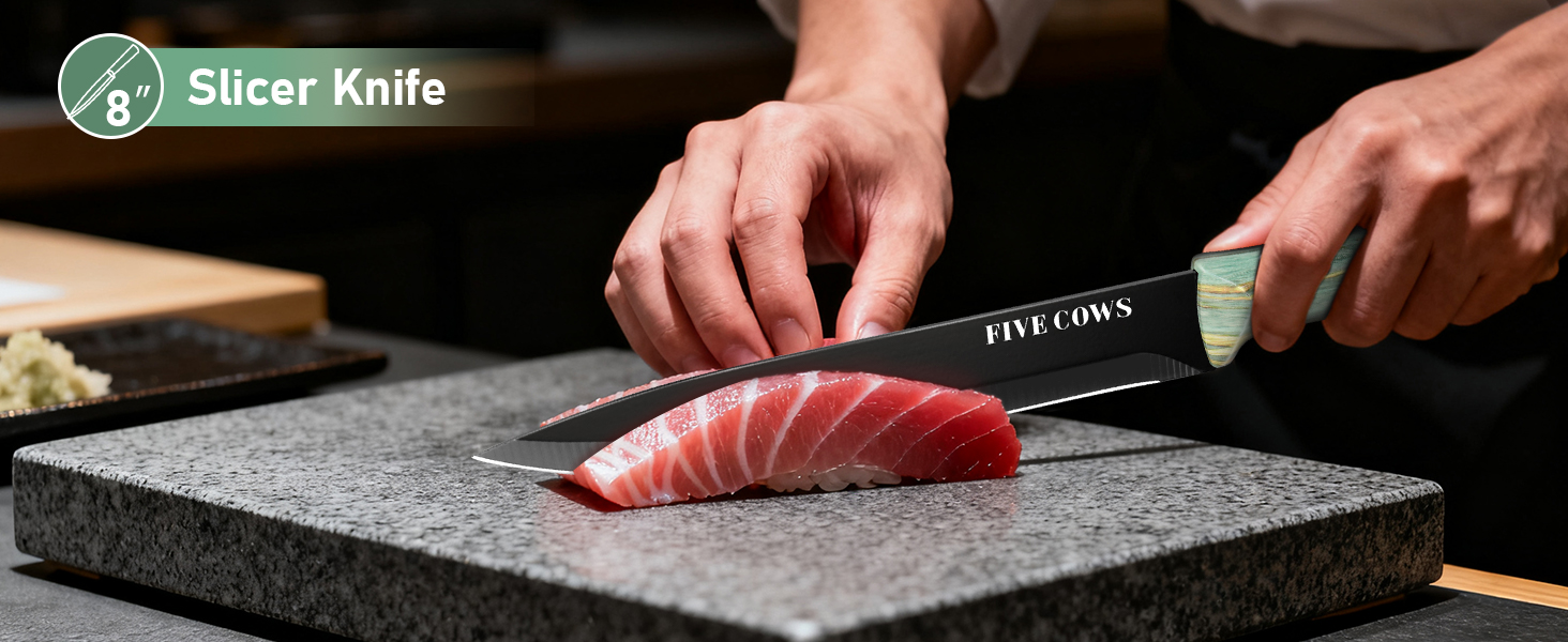 Набір кухонних ножів Messerblock з 16 частинами: ножі, обробна дошка, захист пальців, точилка та кухорізаки. Професійний набір для дому (зелений)