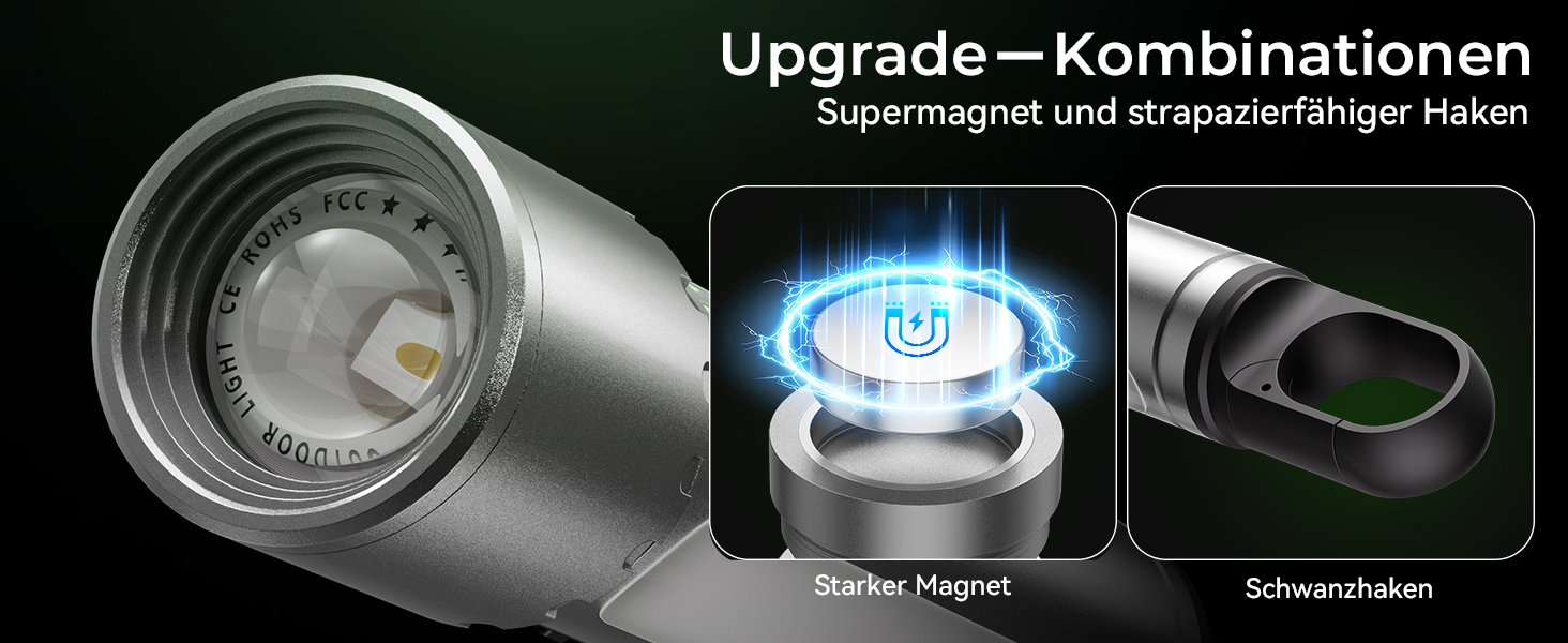 Ліхтар LED акумуляторний 500000 люмен, 9 режимів, XHP90.2, Zoom, IPX7, водонепроникний, для кемпінгу, туризму, надзвичайних ситуацій (сріблястий)