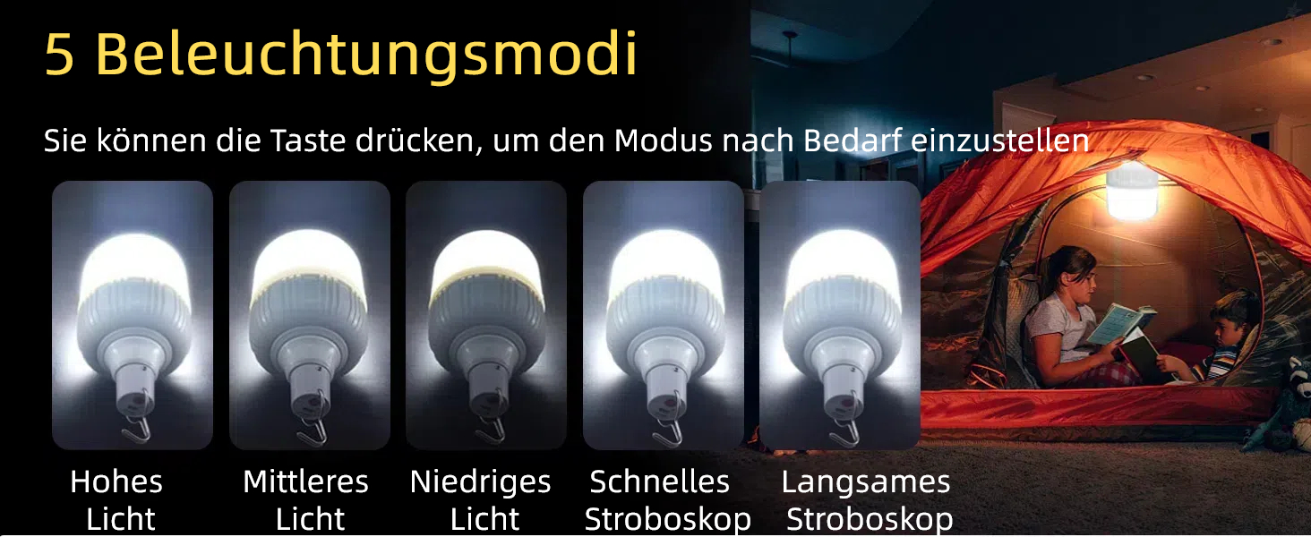 LETOUR LED кемпінг-ліхтар, 2 шт, 5000 Люмен, 60W, USB акумуляторний, 5 режимів освітлення, для кемпінгу, вечірок та сімейного відпочинку